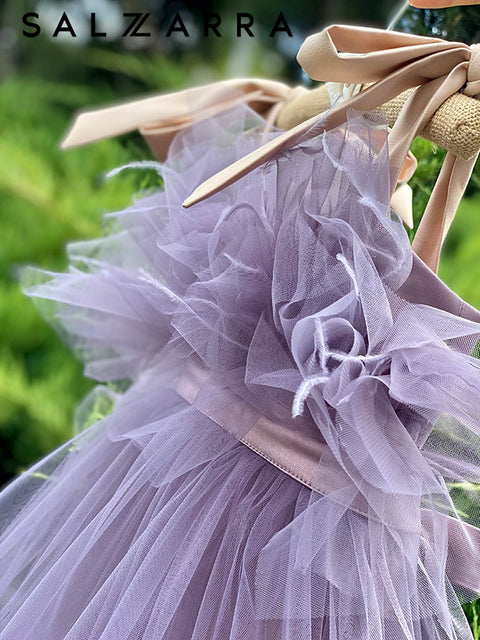 Ethereal Mist Long tulle dress in smoky purple
