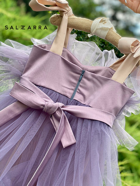 Ethereal Mist Long tulle dress in smoky purple