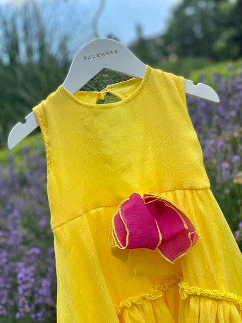 Sole di Raso Children's asymmetric yellow chiffon dress