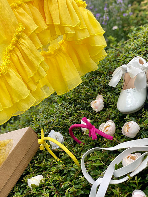 Sole di Raso Children's asymmetric yellow chiffon dress