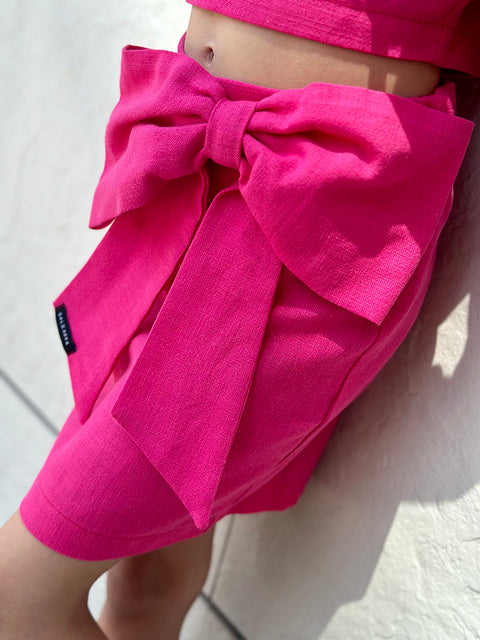 Lino Amour λινή φούστα με κυκλαμινί