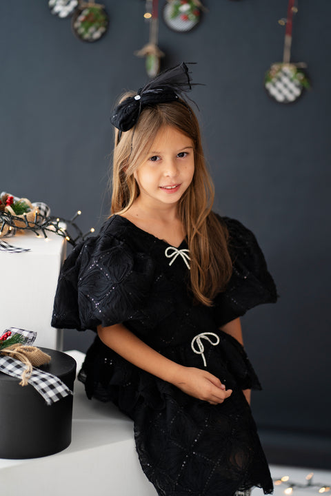 Nocturna Bloom Dress Children's mesh dress with sequins