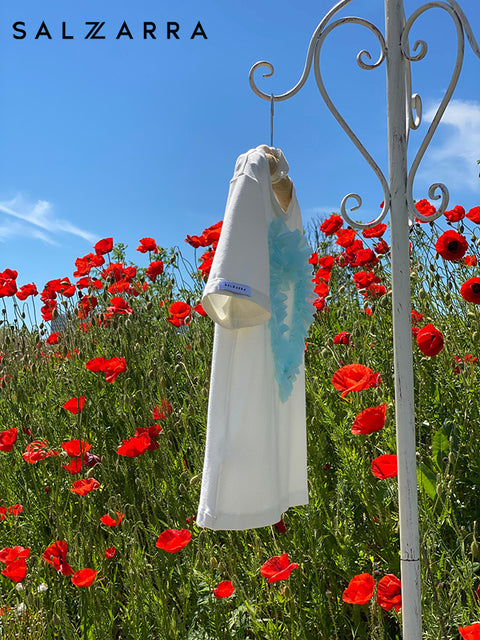 Heart Glow Tоп със сърце от мрежа в небесносиньо