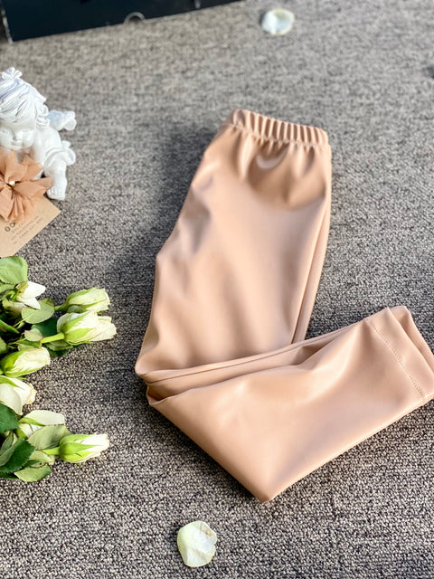 Nude Chic Faux Leather Leggings in Nude