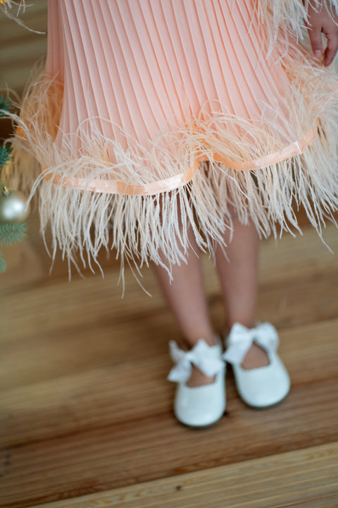 Rosé Plume Dress Детска рокля солей с пера