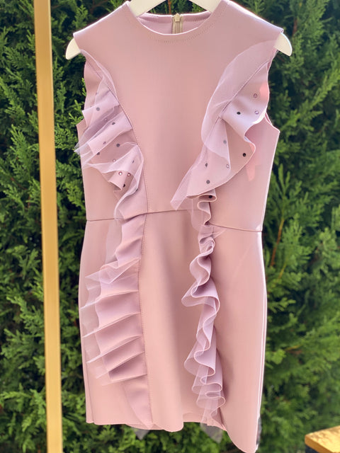 Violet Ruffle Dream Short Purple Neoprene Dress