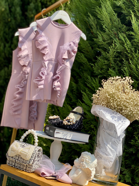 Violet Ruffle Dream Short Purple Neoprene Dress