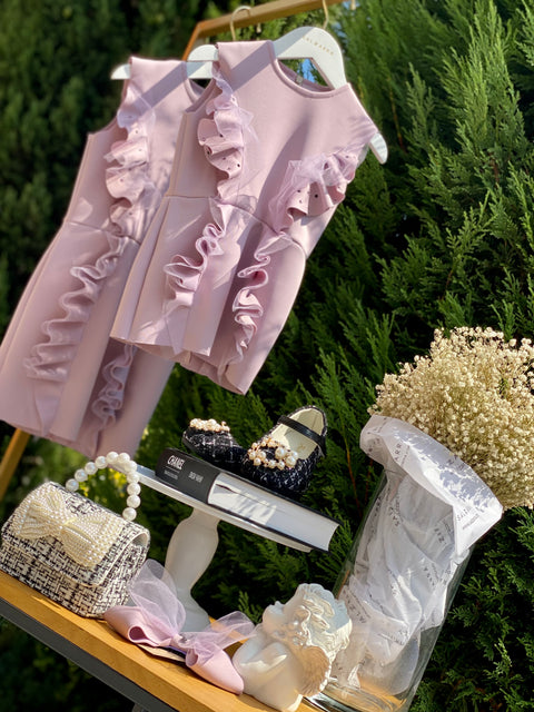 Violet Ruffle Dream Short Purple Neoprene Dress