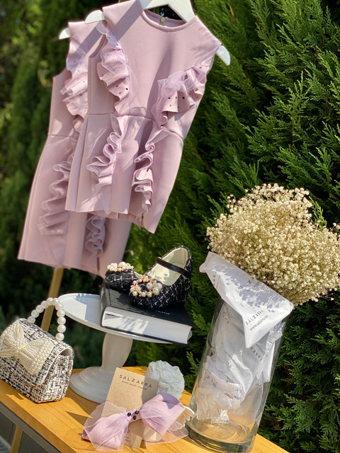 Violet Ruffle Dream Short Purple Neoprene Dress