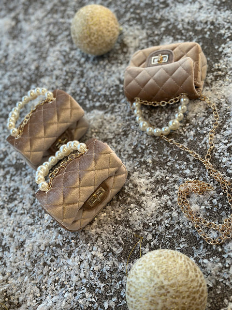 Mini Pearl Bag in beige Бежова чанта