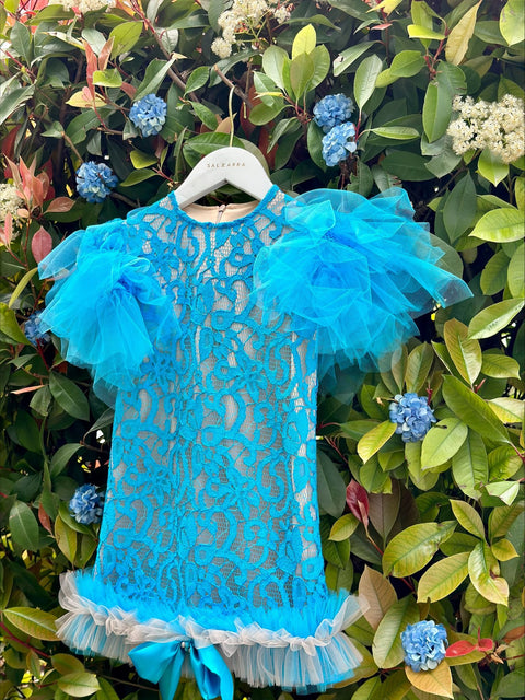 Blue Serenade Dress Детска синя дантелена рокля