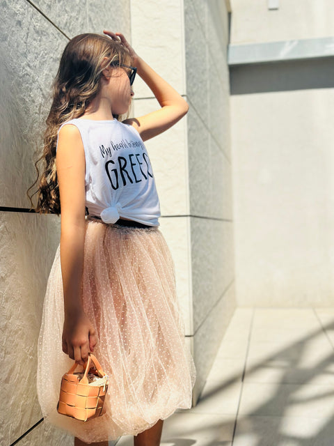 Peach Cloud φούστα μπαλόν από απαλή μрежа σε χρώμα ροδακινί