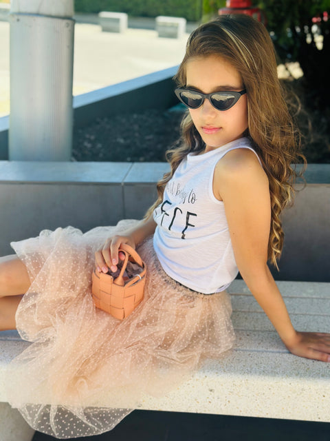 Peach Cloud φούστα μπαλόν από απαλή μрежа σε χρώμα ροδακινί