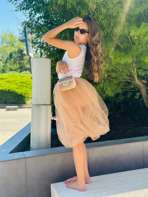 Peach Cloud φούστα μπαλόν από απαλή μрежа σε χρώμα ροδακινί