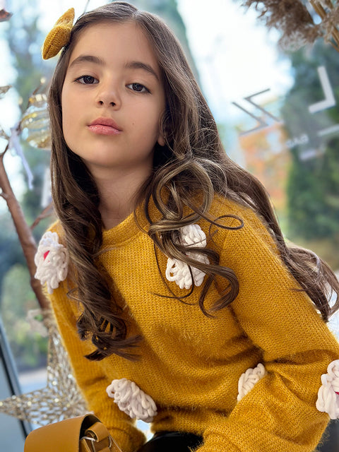 Marigold Dream Пуловер от плетиво в цвят горчица