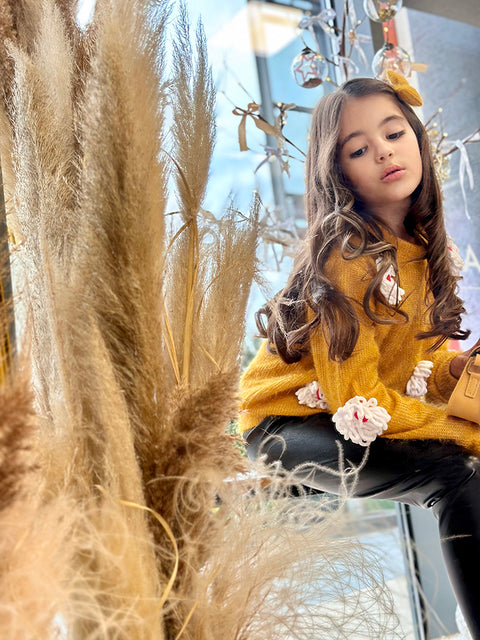 Marigold Dream Пуловер от плетиво в цвят горчица