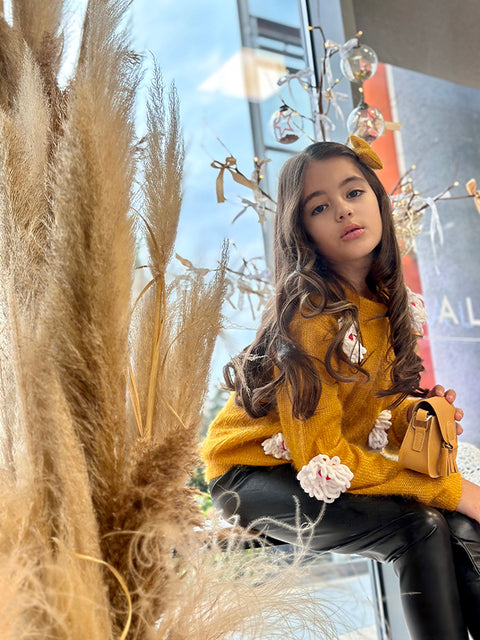 Marigold Dream Пуловер от плетиво в цвят горчица