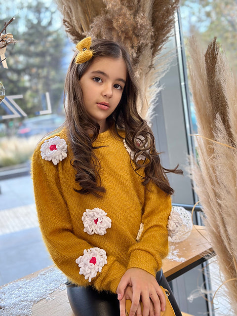 Marigold Dream Пуловер от плетиво в цвят горчица