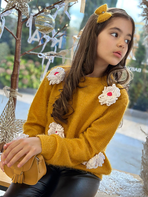 Marigold Dream Пуловер от плетиво в цвят горчица