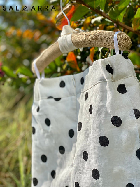 Black Dots λινή φούστα