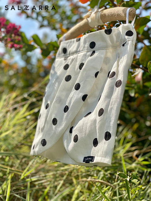 Black Dots λινή φούστα