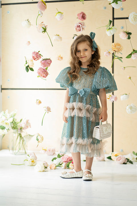 Viridia Children's green lace dress