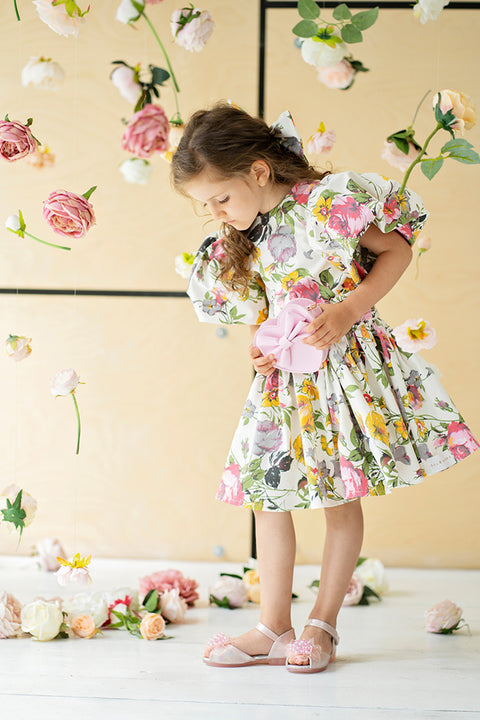 Fiorenza Dress Детска рокля с отворен гръб на цветя