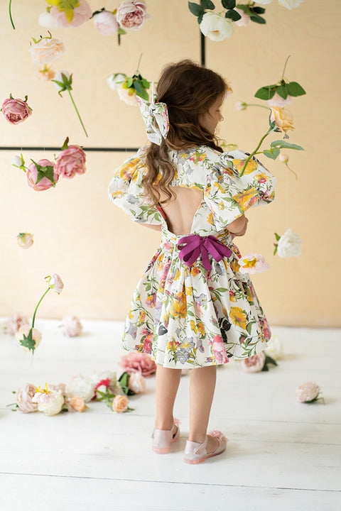 Fiorenza Dress Детска рокля с отворен гръб на цветя