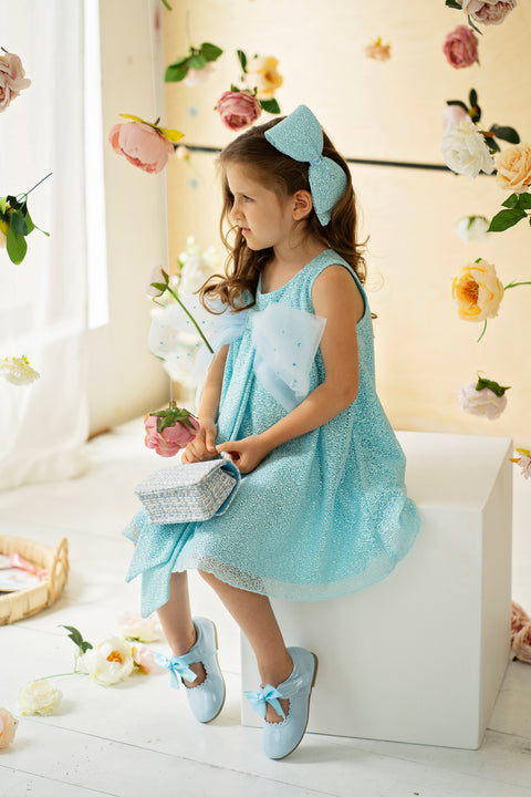 Estrella Clara Детска рокля от бродиран плат в синьо