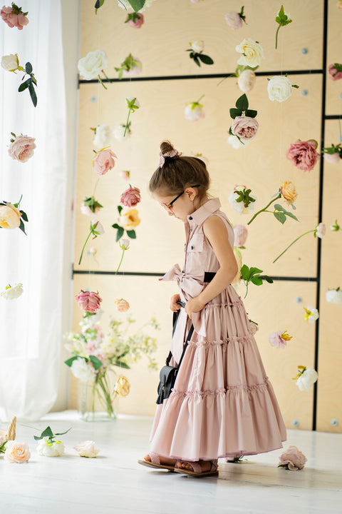 Aureva Long children's dress in pink