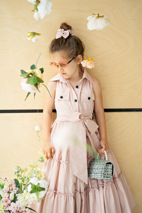 Aureva Long children's dress in pink