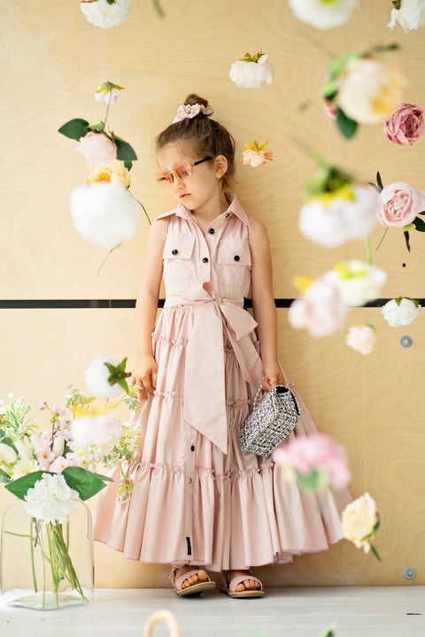 Aureva Long children's dress in pink