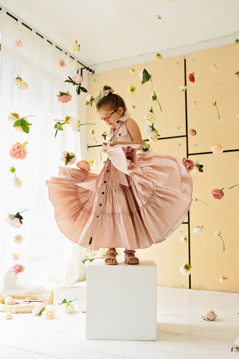 Aureva Long children's dress in pink