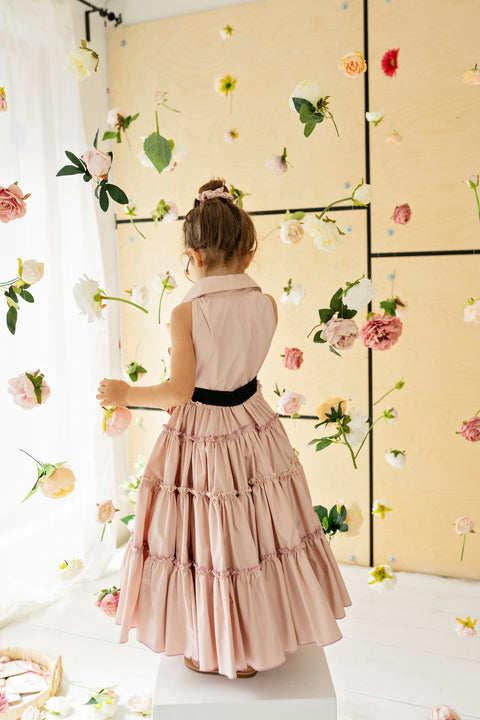 Aureva Long children's dress in pink