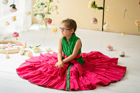 Fiesta Rosa дълга рокля от памук и лен