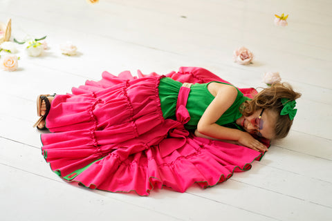 Fiesta Rosa дълга рокля от памук и лен