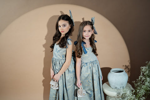 Blue Royale Jacquard Long jacquard dress