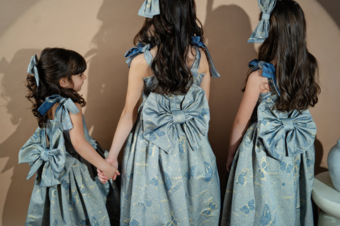 Blue Royale Jacquard Long jacquard dress