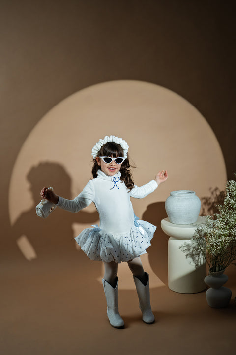 White Blossom Dress Children's dress white velvet