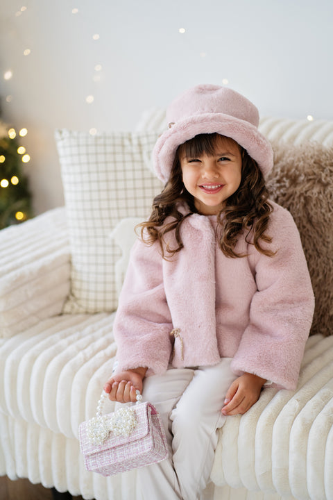 Roselle Short Coat Късо палто еко кожа в пепел от рози