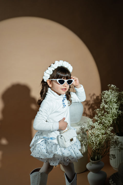 White Blossom Dress Children's dress white velvet