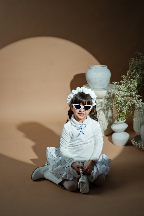 White Blossom Dress Детска рокля бяло кадифе