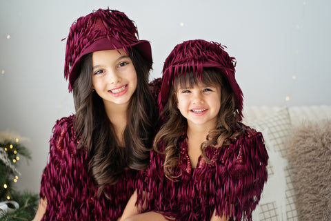 Burgundy Allure Dress Детска рокля с тънки презрамки
