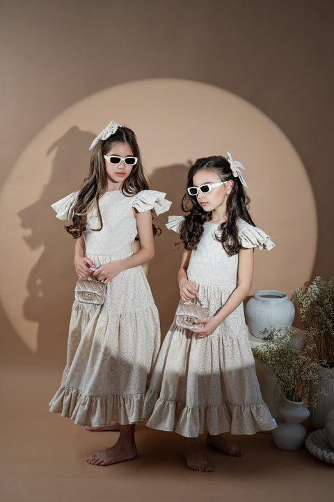 Nude Elegance памучна рокля в цвят nude