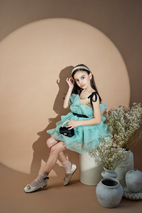 Emerelle Детска рокля зелена органза