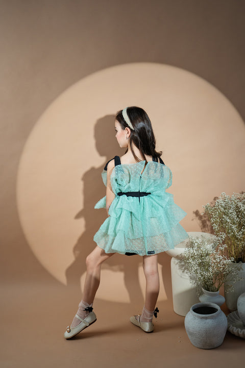 Emerelle Детска рокля зелена органза