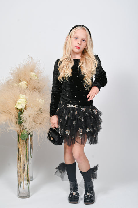 Noir Fantasy Черна рокля кадифе и тюл