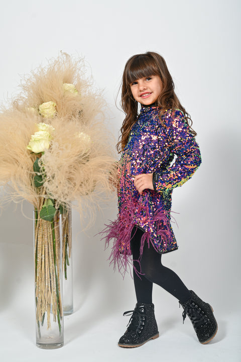 Alla in Chameleon Рокля от пайети в цвят хамелеон