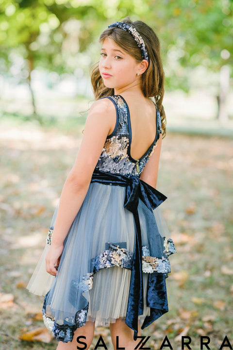 Sparkle Wave Asymmetric Sequin Dress