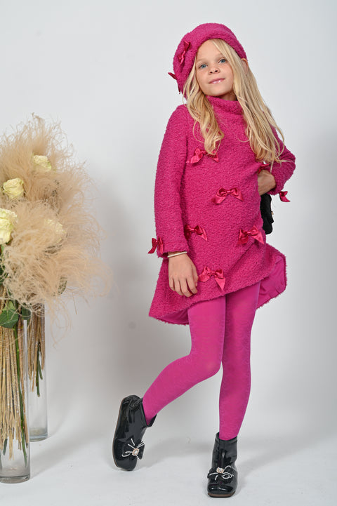 Berry Bliss Рокля с панделки от плетиво в циклама